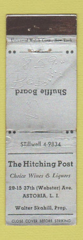 Matchbook Cover - The Hitching Post Astoria LI NY shuffleboard WORN WRITING