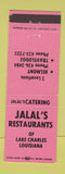 Matchbook Cover - Jalal's Restaurant Lake Charles LA