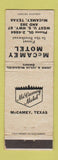 Matchbook Cover - McCamey Motel TX WEAR