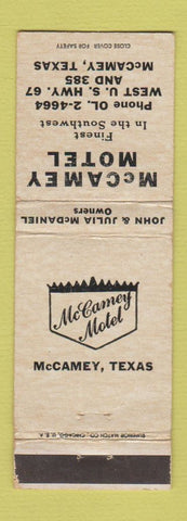 Matchbook Cover - McCamey Motel TX WEAR