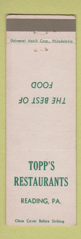Matchbook Cover - Topp's Restaurant Reading PA