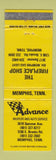 Matchbook Cover - Advance Muffler Memphis TN