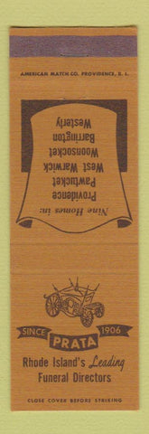 Matchbook Cover - Prata Funeral Home Providence Pawtucket West Warwick RI