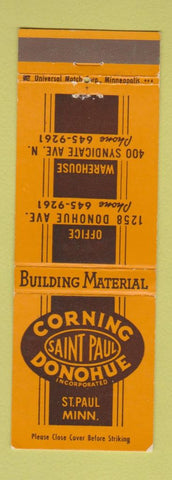 Matchbook Cover - Corning Donohue Building Materials St Paul MN