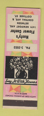 Matchbook Cover - Hasty's Flower Center