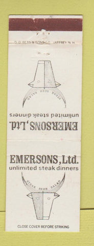 Matchbook Cover - Emersons Steaks DD Bean CHAIN