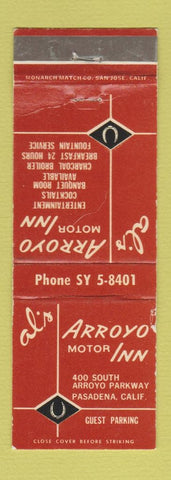 Matchbook Cover - Al's Arroyo Mootr Inn Pasadena CA WEAR