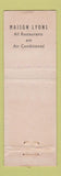 Matchbook Cover - Masion Lyons Grill & Cheese UK England WEAR