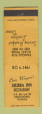 Matchbook Cover - Chris Wagner's Sierra Inn Restaurant Okeechobee FL