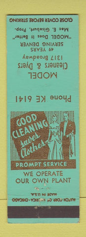 Matchbook Cover - Model Cleaners Dyers Denver Colorado