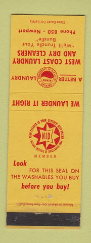 Matchbook Cover - West Coast Laundry Dry Cleaning Newport CA? WEAR