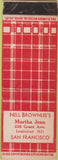 Matchbook Cover - Nell Brownlee's Martha Jean San Francisco CA