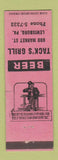 Matchbook Cover - Tack's Grill Lewisburg PA PINK