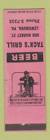 Matchbook Cover - Tack's Grill Lewisburg PA PINK