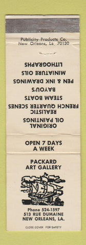 Matchbook Cover - Packard Art Gallery New Orleans LA