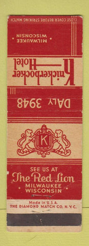 Matchbook Cover - Knickerbocker Hotel Milwaukee WI