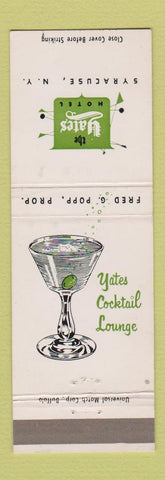 Matchbook Cover - Yates Hotel Syracuse NY