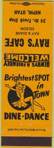 Matchbook Cover - Ray's Cafe Nephi UT girlie yellow