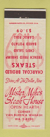 Matchbook Cover - Mister Mikes Steak House Chicago IL