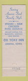 Matchbook Cover - Ox Yoke Inn Amana IA BLUE