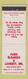 Matchbook Cover - Paris Cleaners and Laundry Wilton Manors FL