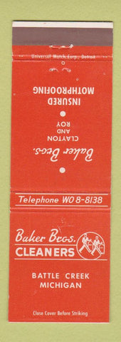 Matchbook Cover - Baker Bros Cleaners Battle Creek MI