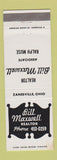 Matchbook Cover - Bill Maxwell Real Estate Zanesville OH
