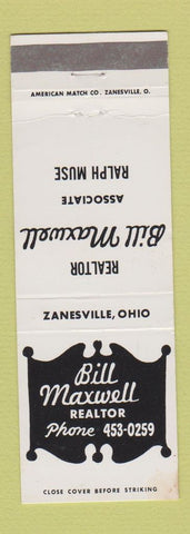 Matchbook Cover - Bill Maxwell Real Estate Zanesville OH