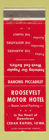 Matchbook Cover - Roosevelt Motor Hotel Cedar Rapids IA
