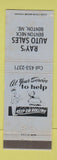 Matchbook Cover - Ray's Auto Sales Benton ME Benton Neck