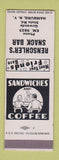 Matchbook Cover - Renschler's Snack Bar Hamburg NY SAMPLE