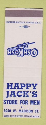 Matchbook Cover - OshKosh B'Gosh Work Clothes Happy Jack's SAMPLE