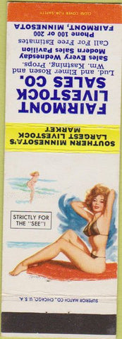 Matchbook Cover - Fairmont Livestock Sales Co Fairmont MN cattle
