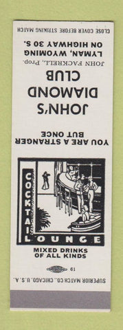 Matchbook Cover - John's Diamond Club Lyman WY SAMPLE