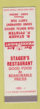 Matchbook Cover - Stager & Pfister Film Rental Restaurant SAMPLE