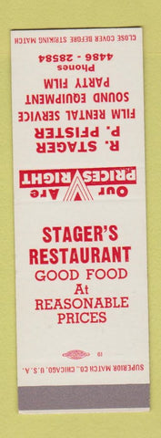 Matchbook Cover - Stager & Pfister Film Rental Restaurant SAMPLE