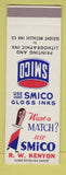 Matchbook Cover - Smico Printing Lithographic Ink RW Kenyon SAMPLE
