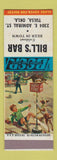 Matchbook Cover - Bill's Bar Tulsa OK SAMPLE