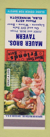 Matchbook Cover - Mauer Bros Tavern Elba MN low phone # SAMPLE