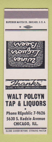 Matchbook Cover - Walt Polcyn Tap Liquors Chicago IL SAMPLE