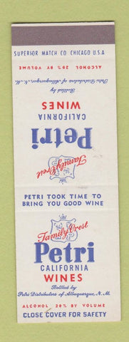 Matchbook Cover - Petri California Wines Albuquerque NM SAMPLE