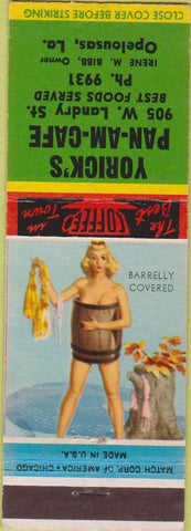 Matchbook Cover - Yorick's Pan Am Cafe Opelousas LA pinup