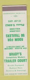 Matchbook Cover - Brady's Trailer Court  SAMPLE