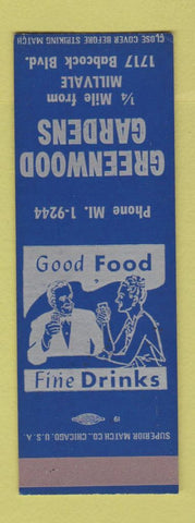 Matchbook Cover - Greenwood Gardens Millvale PA SAMPLE