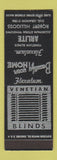 Matchbook Cover - Flexalum Venetian Blind Arlite Storm Windows  SAMPLE