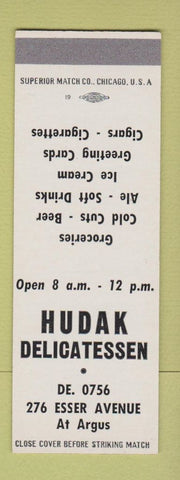 Matchbook Cover - Hudak Deli Buffalo NY SAMPLE