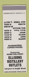 Matchbook Cover - Ellisons Distillery Outlets Liquor San Antonio TX SAMPLE