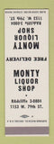 Matchbook Cover - Monty Liquor Store Chicago? SAMPLE