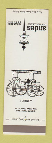 Matchbook Cover - Andes Carriage Trade Corners Surrey Oak Park IL SAMPLE
