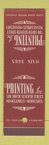 Matchbook Cover - Printing Ink Minneapolis MN SAMPLE